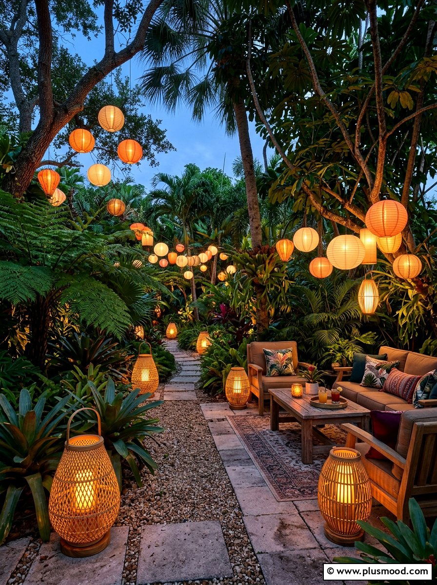 Lantern Lit Garden - 25 summer tropical patio ideas