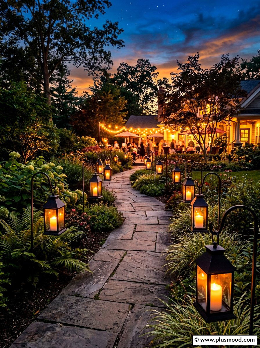Lantern Walkway Lighting - 25 end of summer backyard party ideas