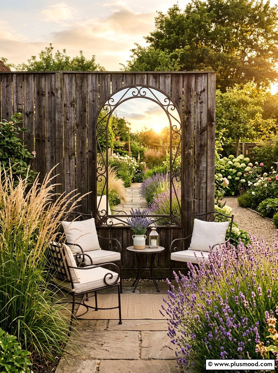 Large Arched Mirror On Fence - 25 small backyard ideas with mirror