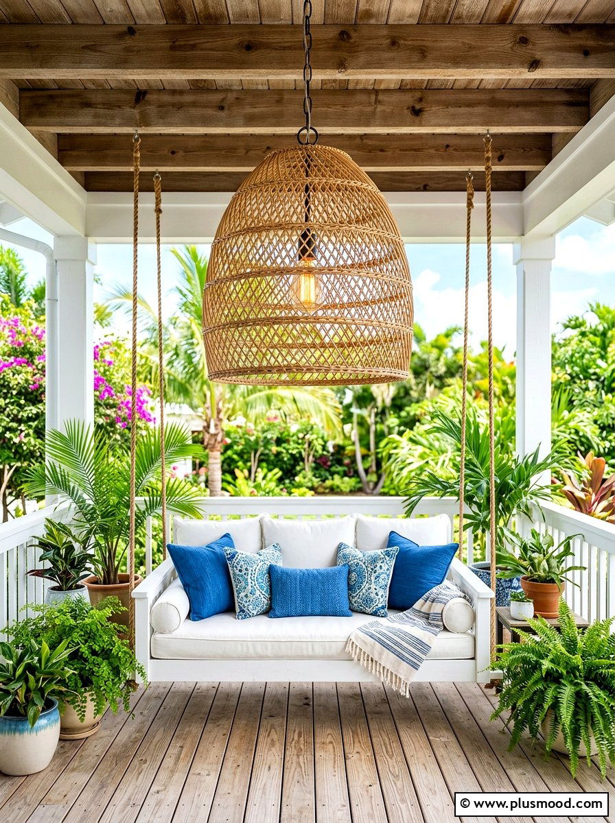 Large Basket Weave Porch Pendant Light - 25 summer porch lighting curb appeal ideas