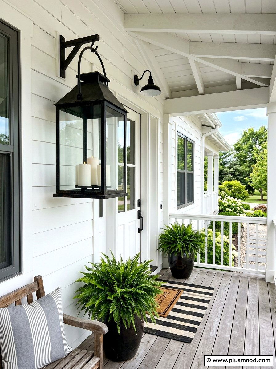 Large Black Lantern - 25 summer front porch lantern ideas