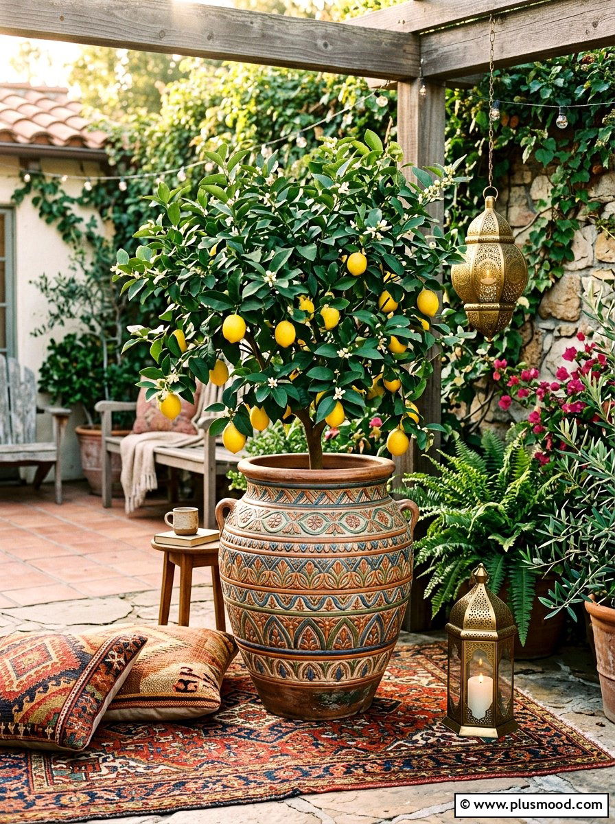 Large Bohemian Floor Pot