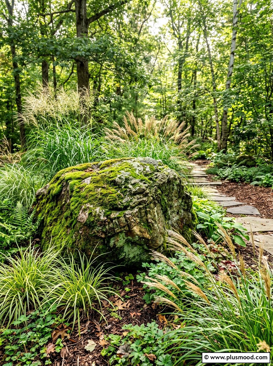 Large Boulder Accent - 25 summer rock landscaping ideas