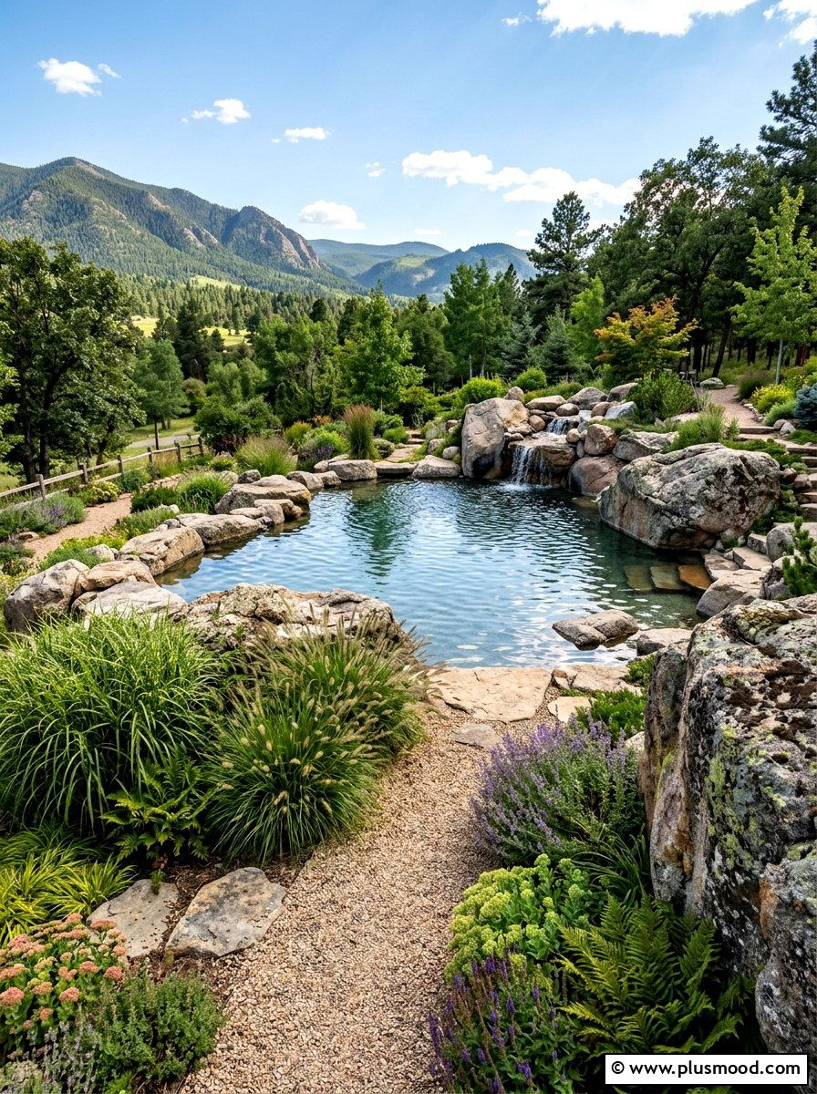 Large Boulder Pool Feature - 25 pool landscaping ideas low maintenance