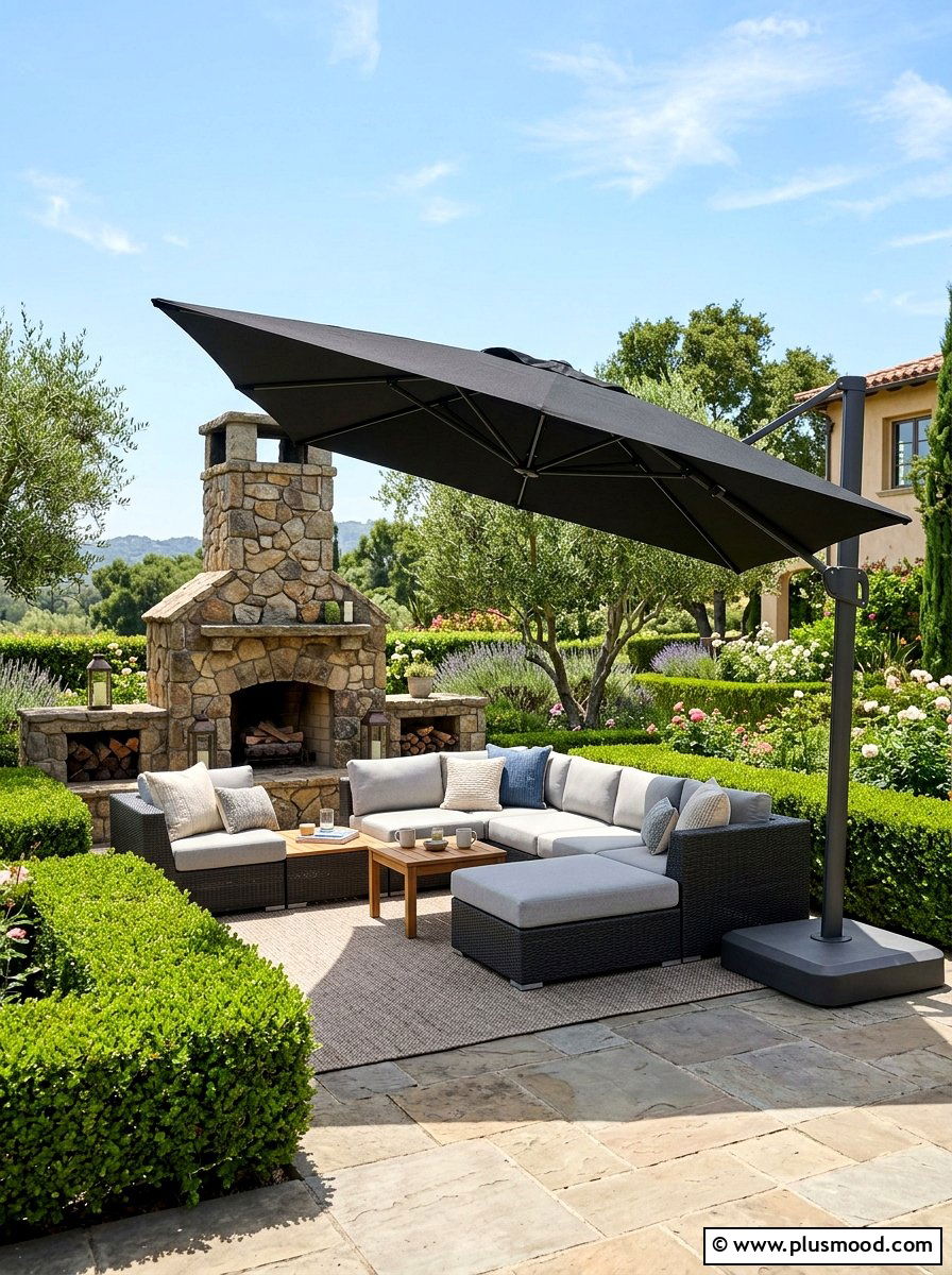 Large Cantilever Umbrella - 25 summer backyard cooling ideas