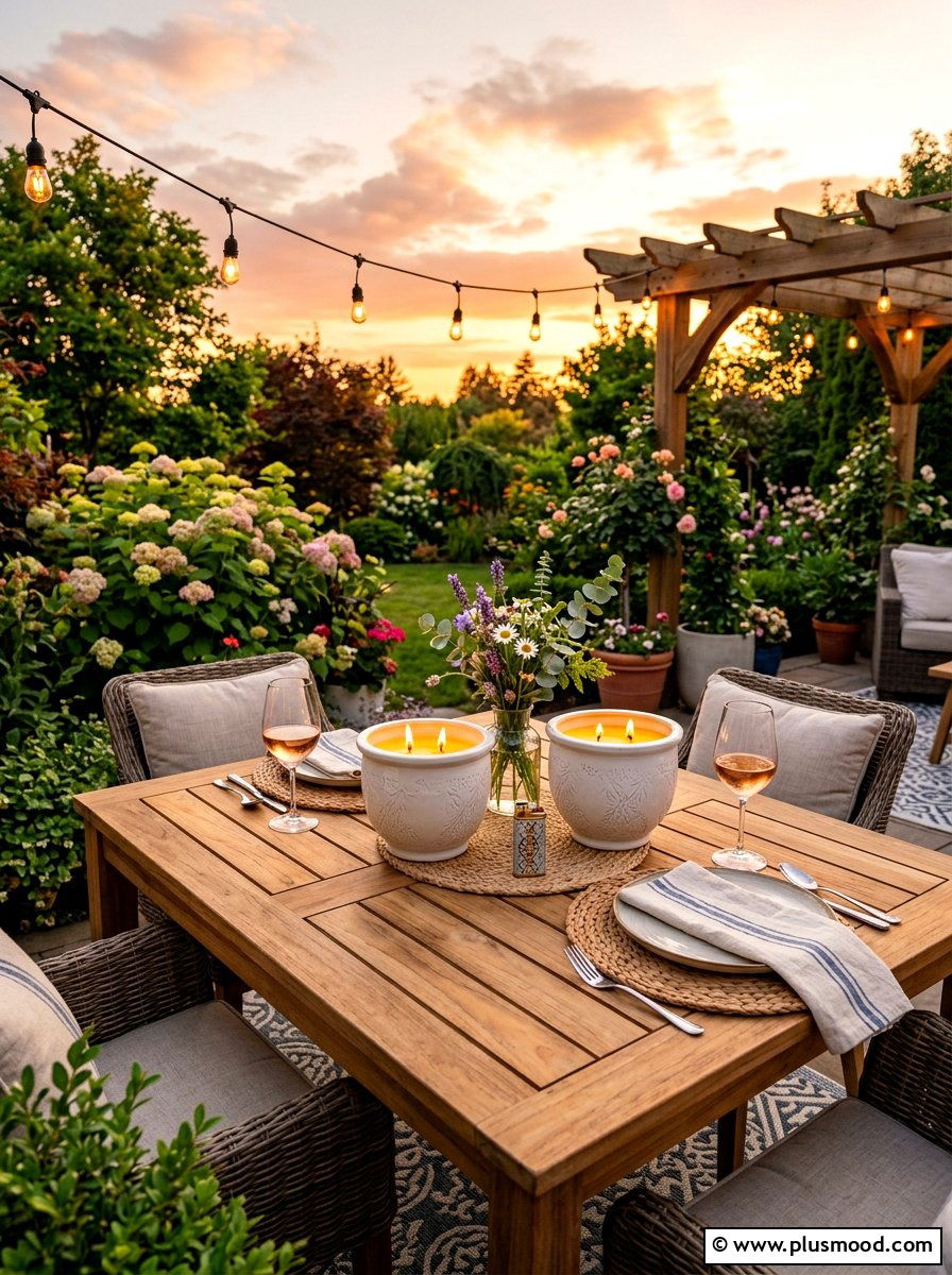 Large Citronella Candles - 25 summer patio decor ideas for renters