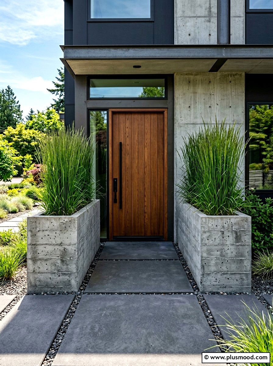 Large Concrete Planter - 25 summer minimalist front porch ideas