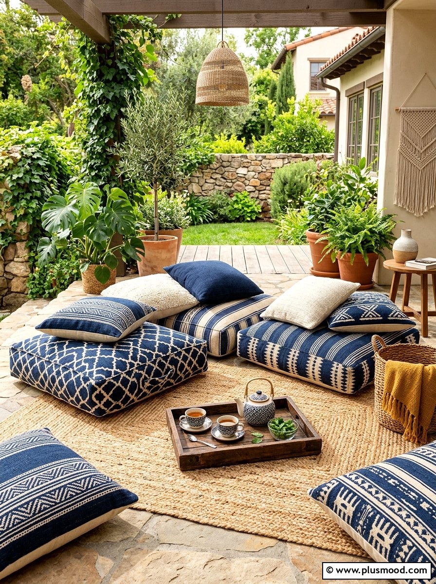 Large Floor Pillows - 25 summer balcony patio ideas