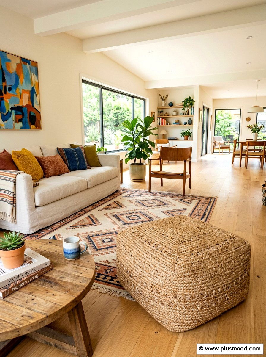 Large Floor Pouf - 25 late summer living room ideas