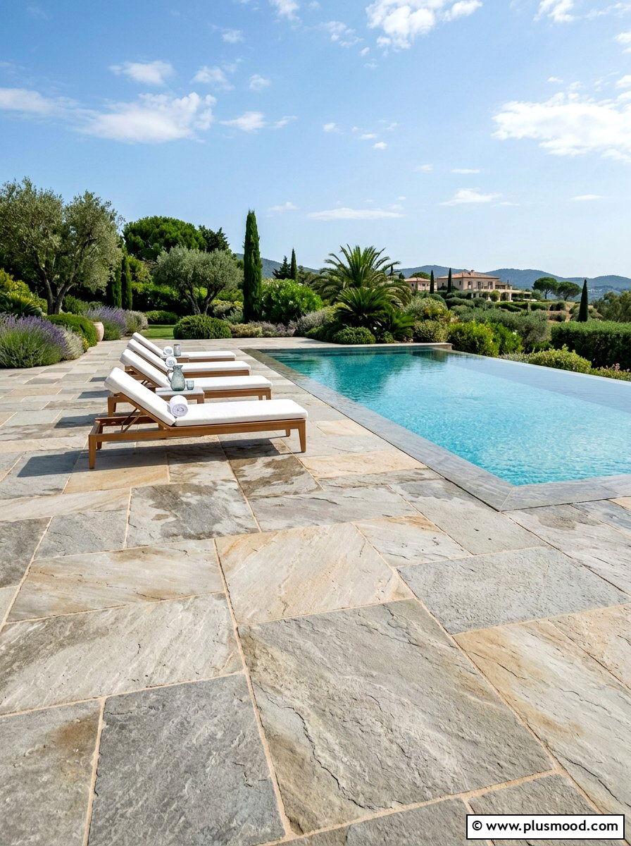 Large Format Flagstone Pool Paving - 25 pool landscaping ideas with flagstone