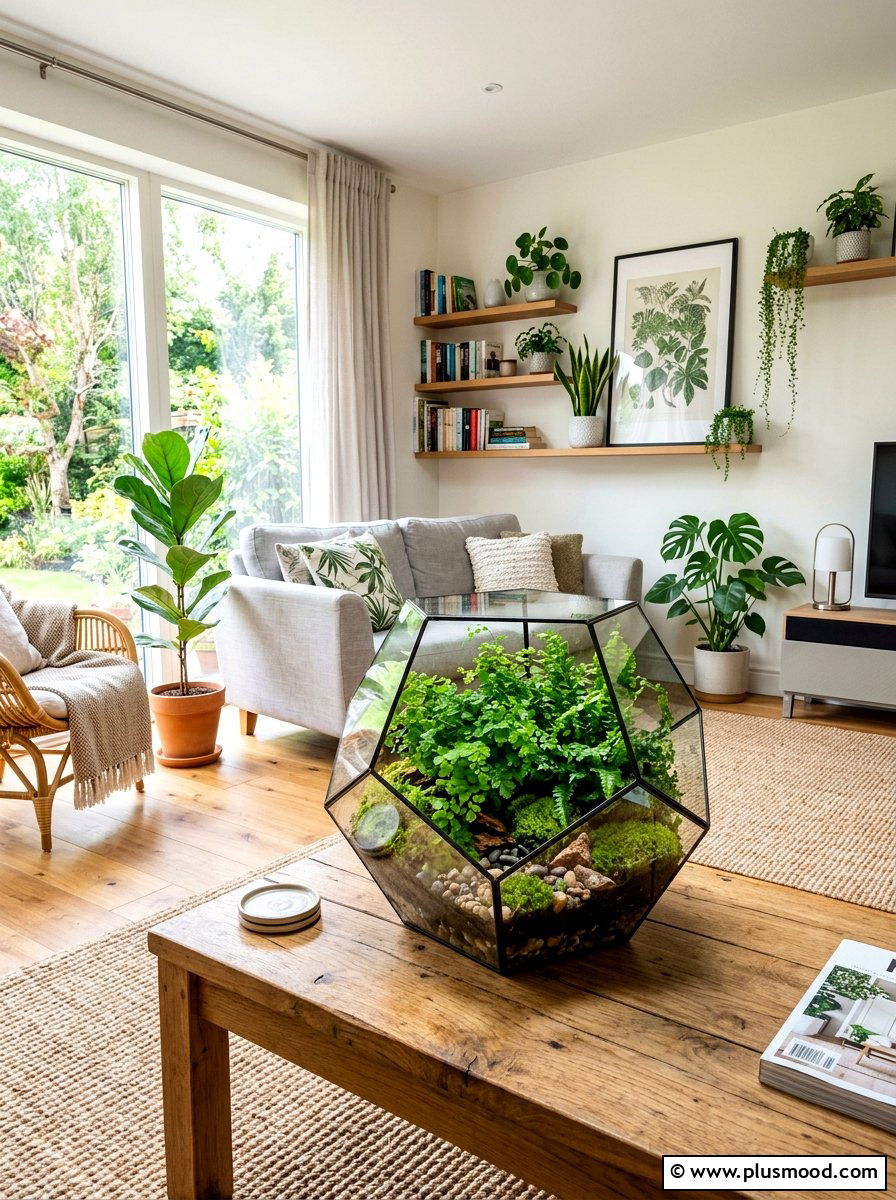 Large Glass Terrarium - 25 summer tropical living room ideas