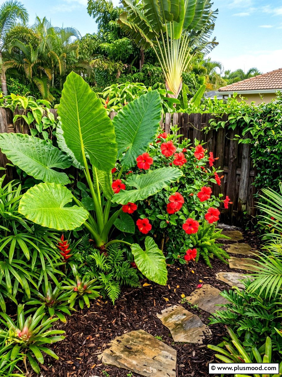 Large Leaf Tropical Display - 25 late summer garden ideas