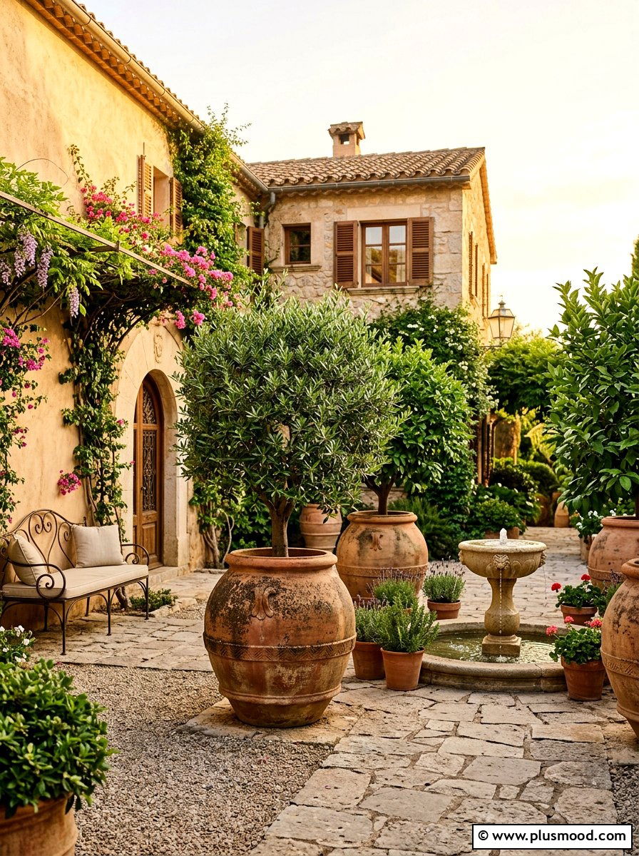 Large Leafy Potted Trees - 25 small backyard ideas for privacy