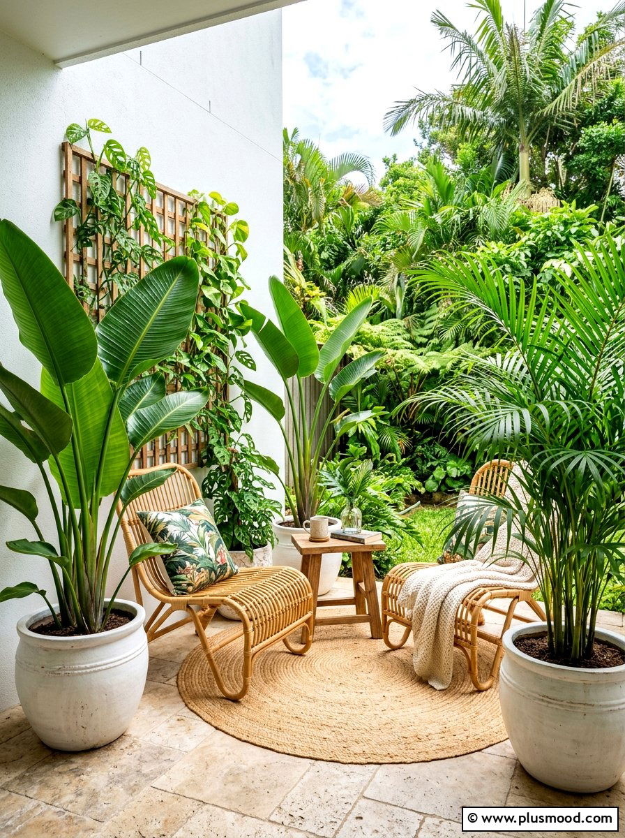 Large Leafy Tropical Plants - 25 summer patio ideas for small spaces