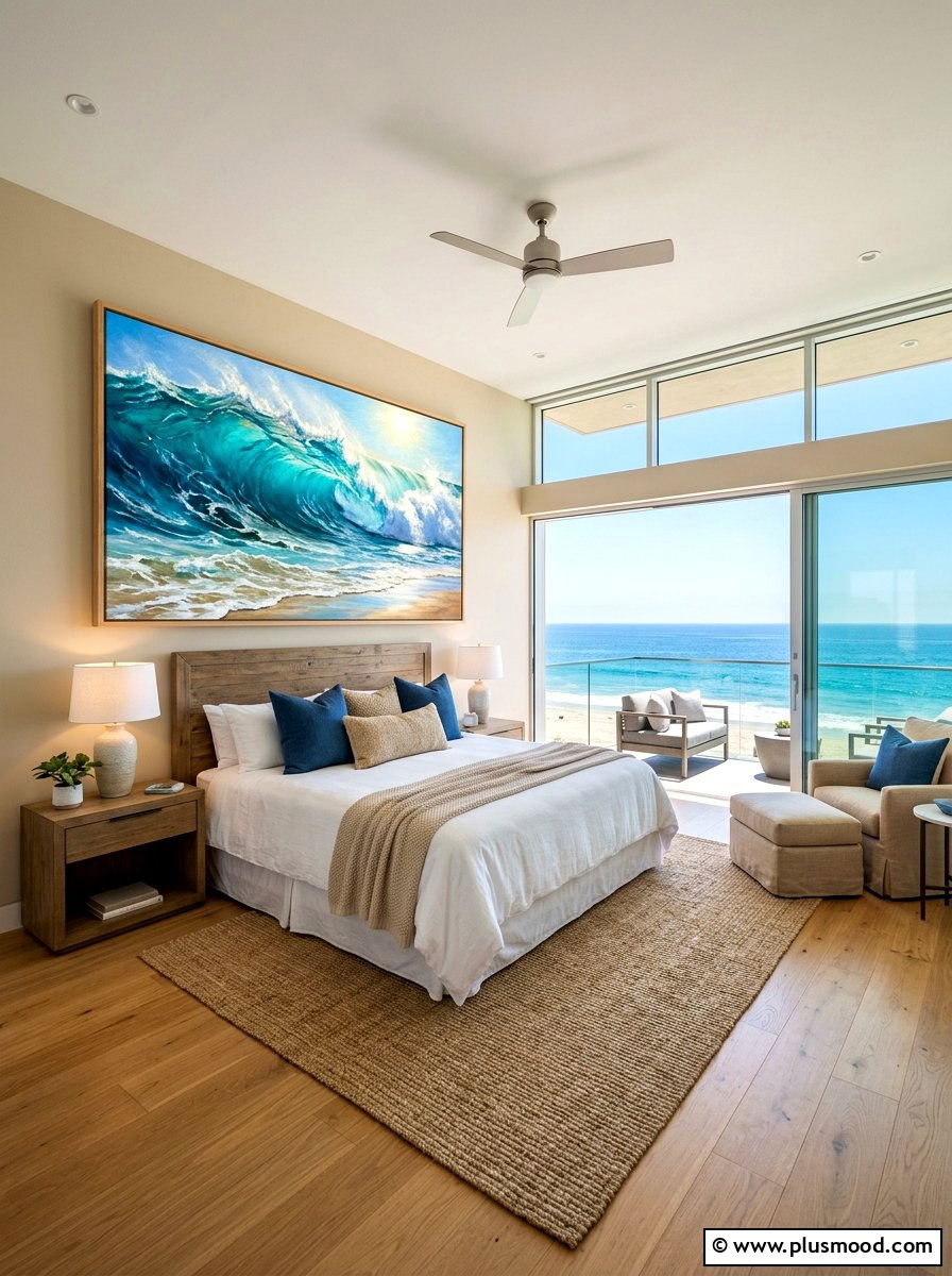 Large Ocean Landscape Bedroom - 25 summer coastal farmhouse bedroom ideas