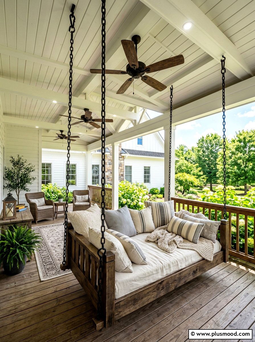 Large Outdoor Daybed Swing - 25 summer front porch swing ideas