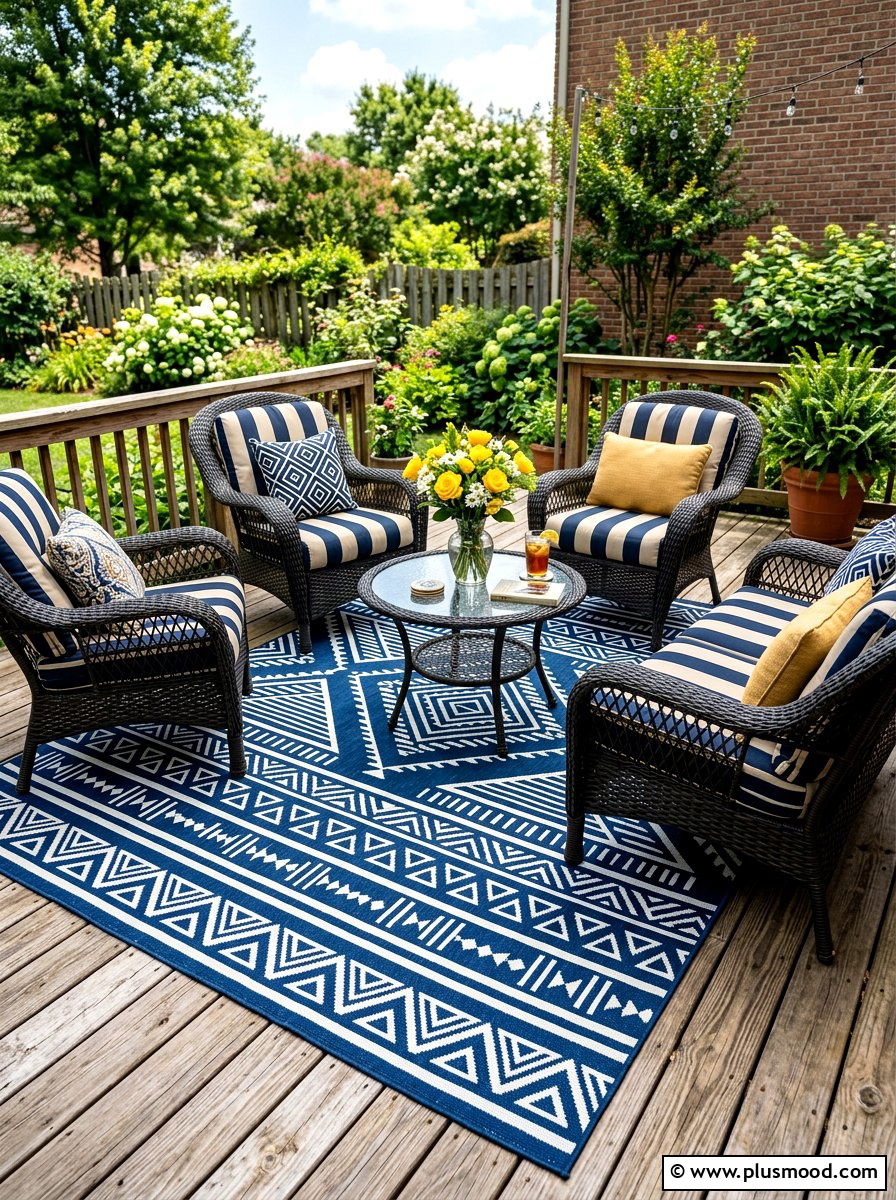 Large Outdoor Rug - 25 summer backyard cheap makeover ideas