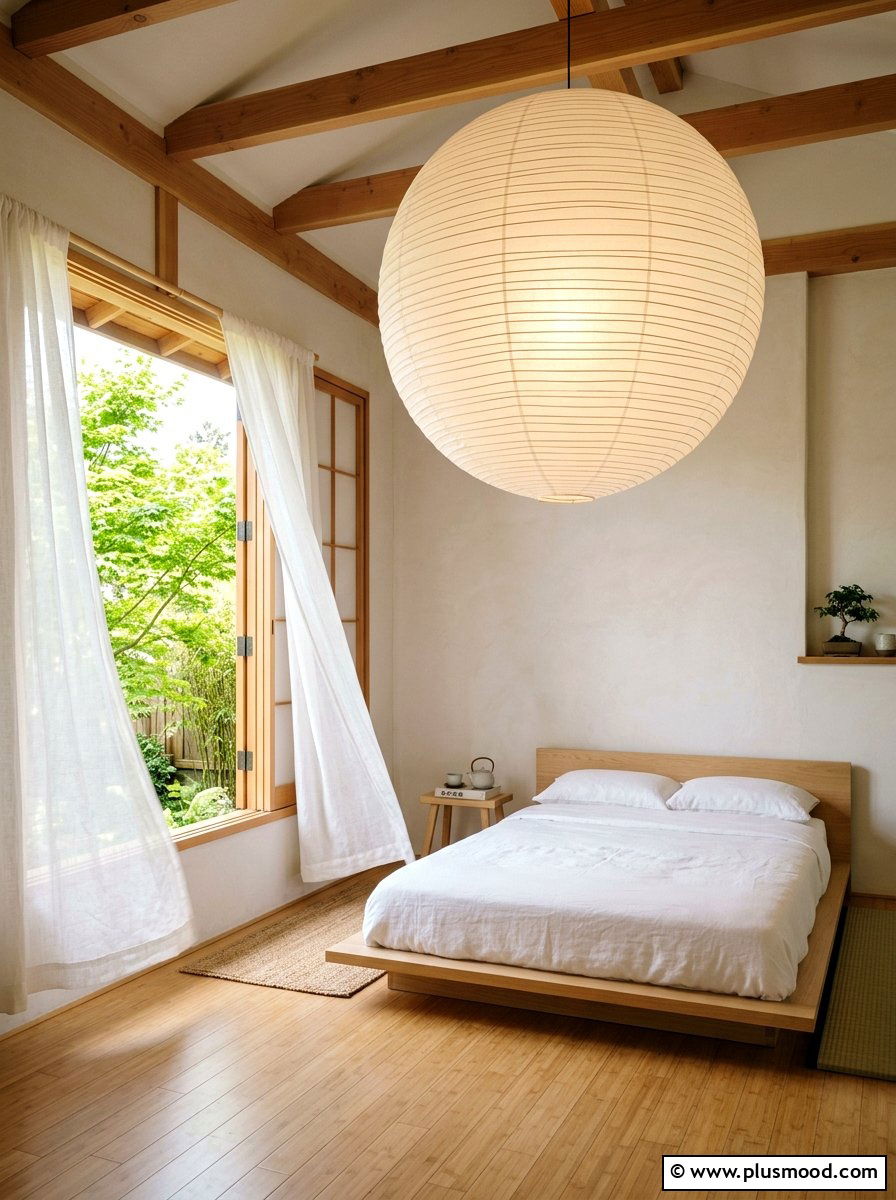 Large Paper Lantern Ceiling - 25 summer bedroom lighting ideas
