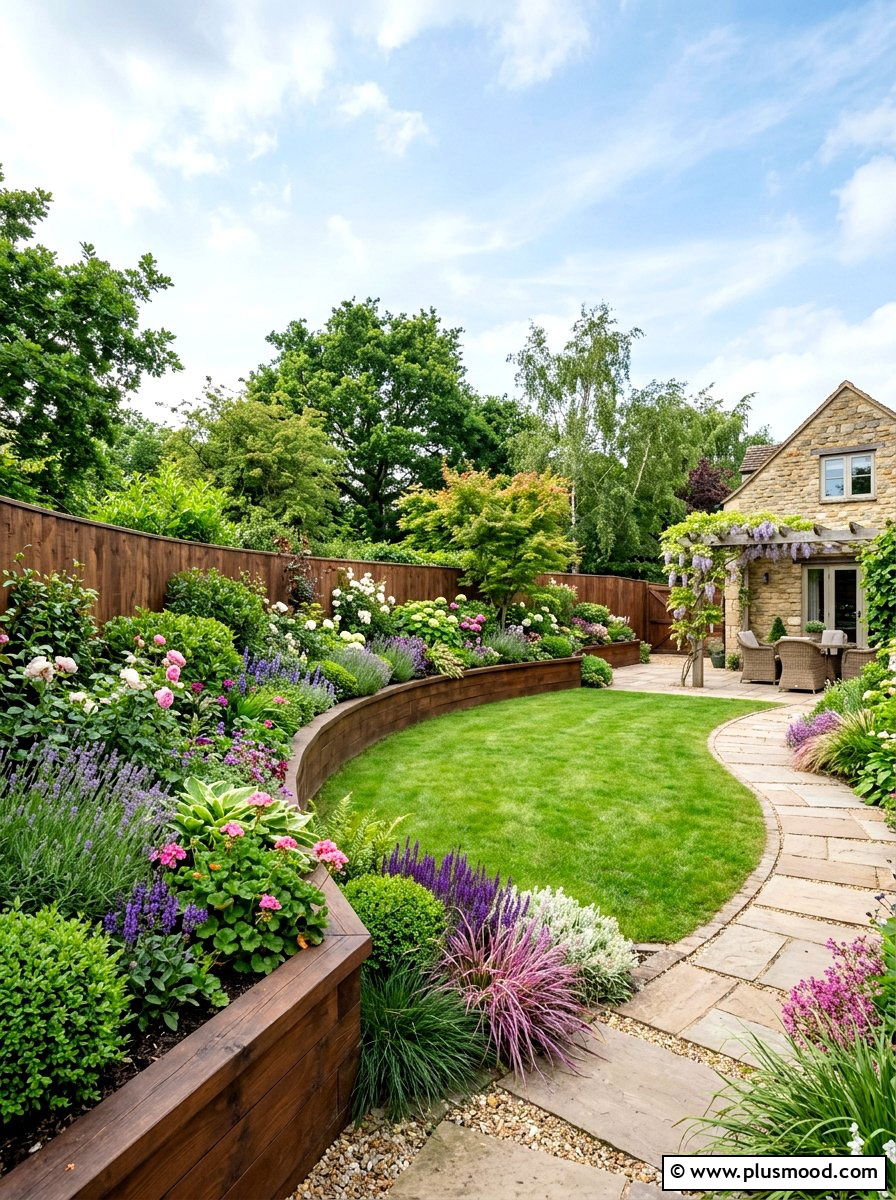 Large Perimeter Planter - 25 small backyard ideas with wooden planter