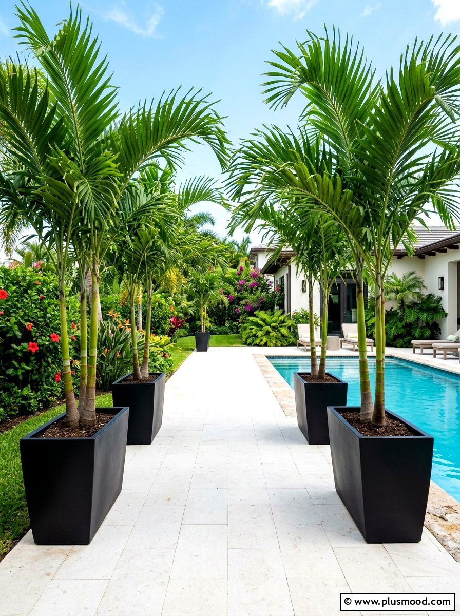 Large Potted Palms - 25 late summer pool decor ideas