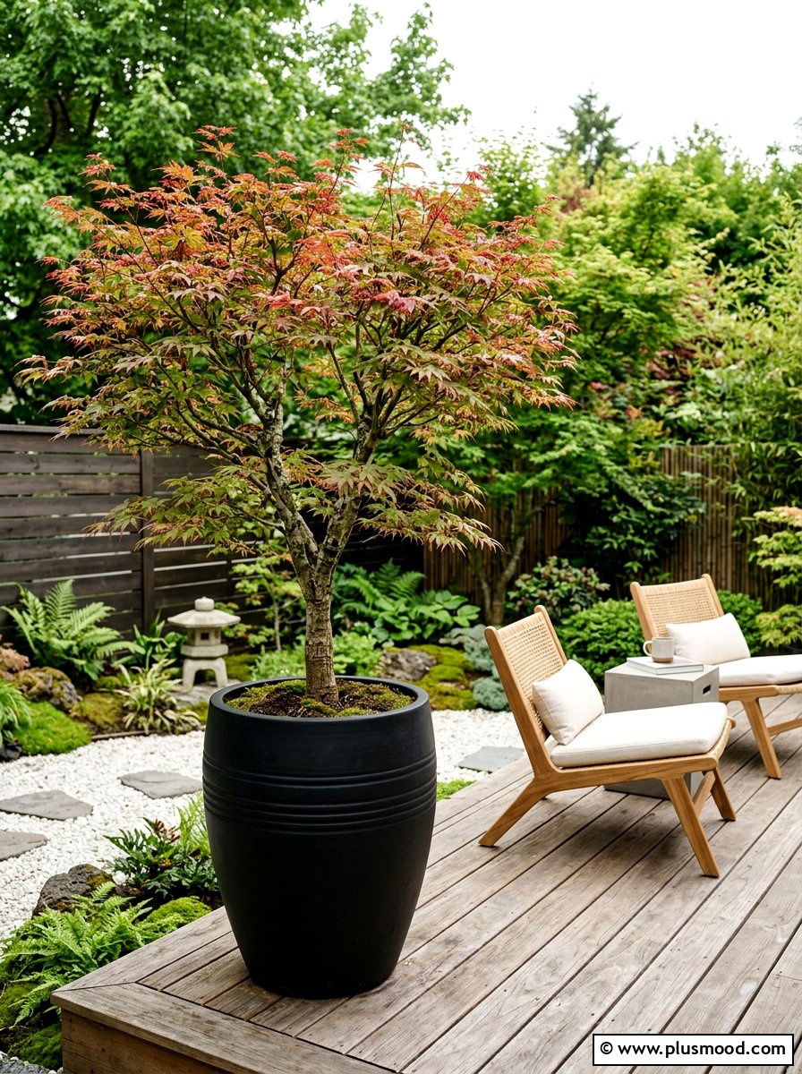 Large Potted Tree - 25 small backyard ideas with shade