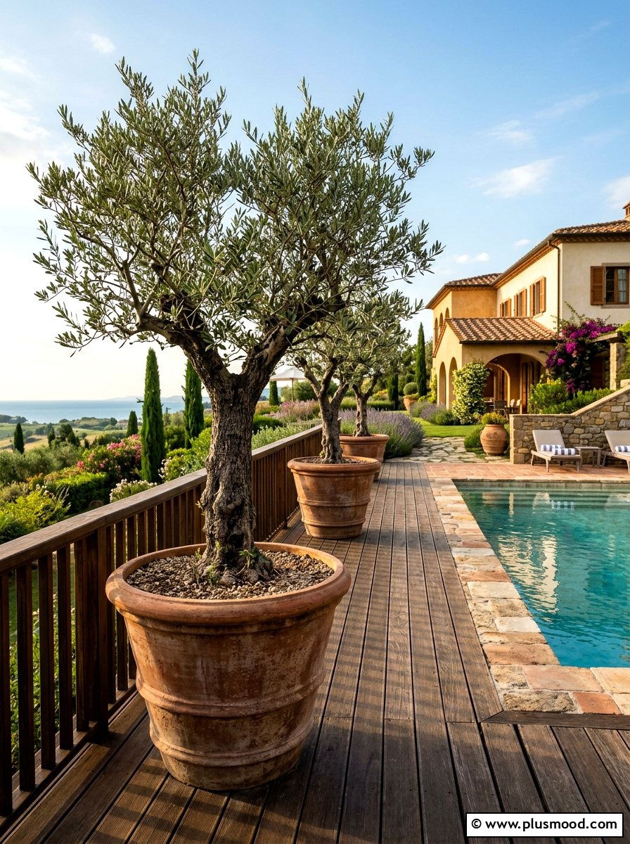 Large Potted Trees Around Deck - 25 pool landscaping ideas for privacy
