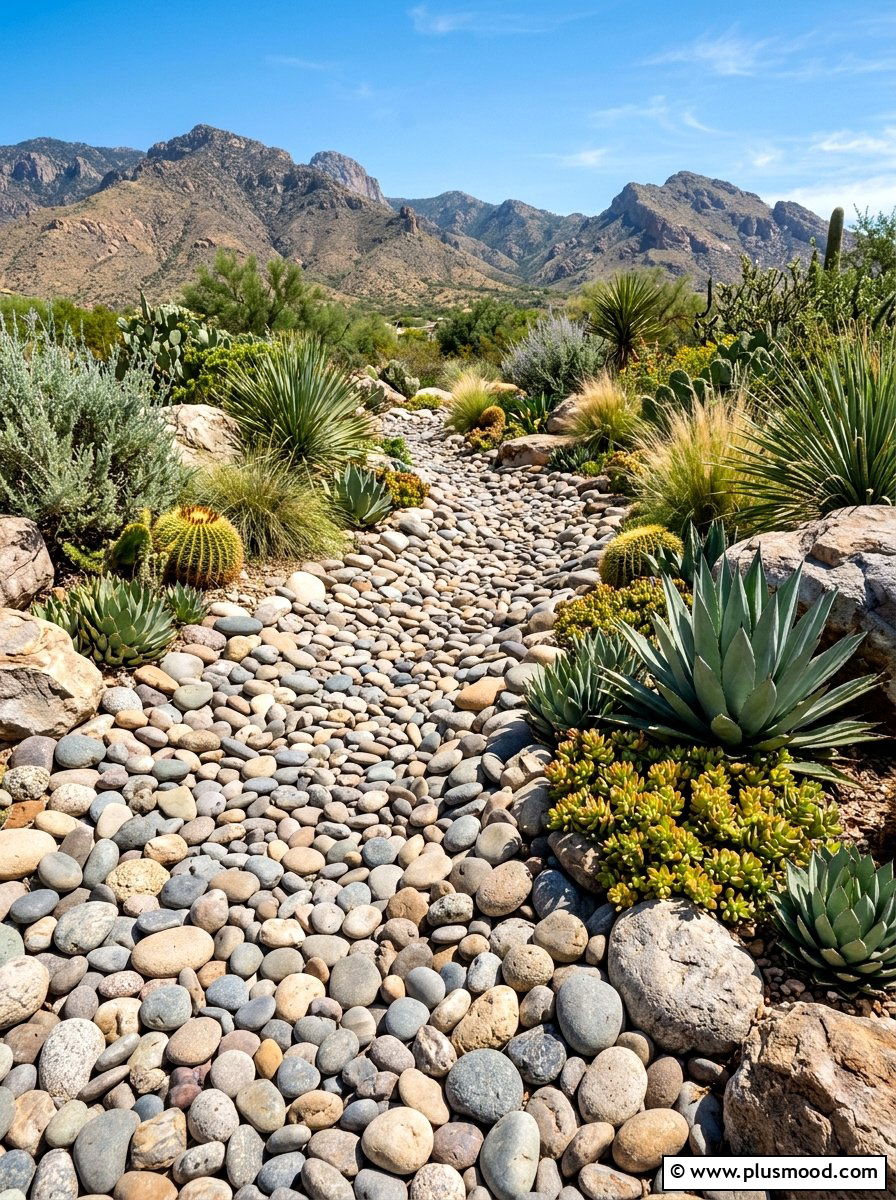 Large River Rock Path - 25 summer backyard path ideas