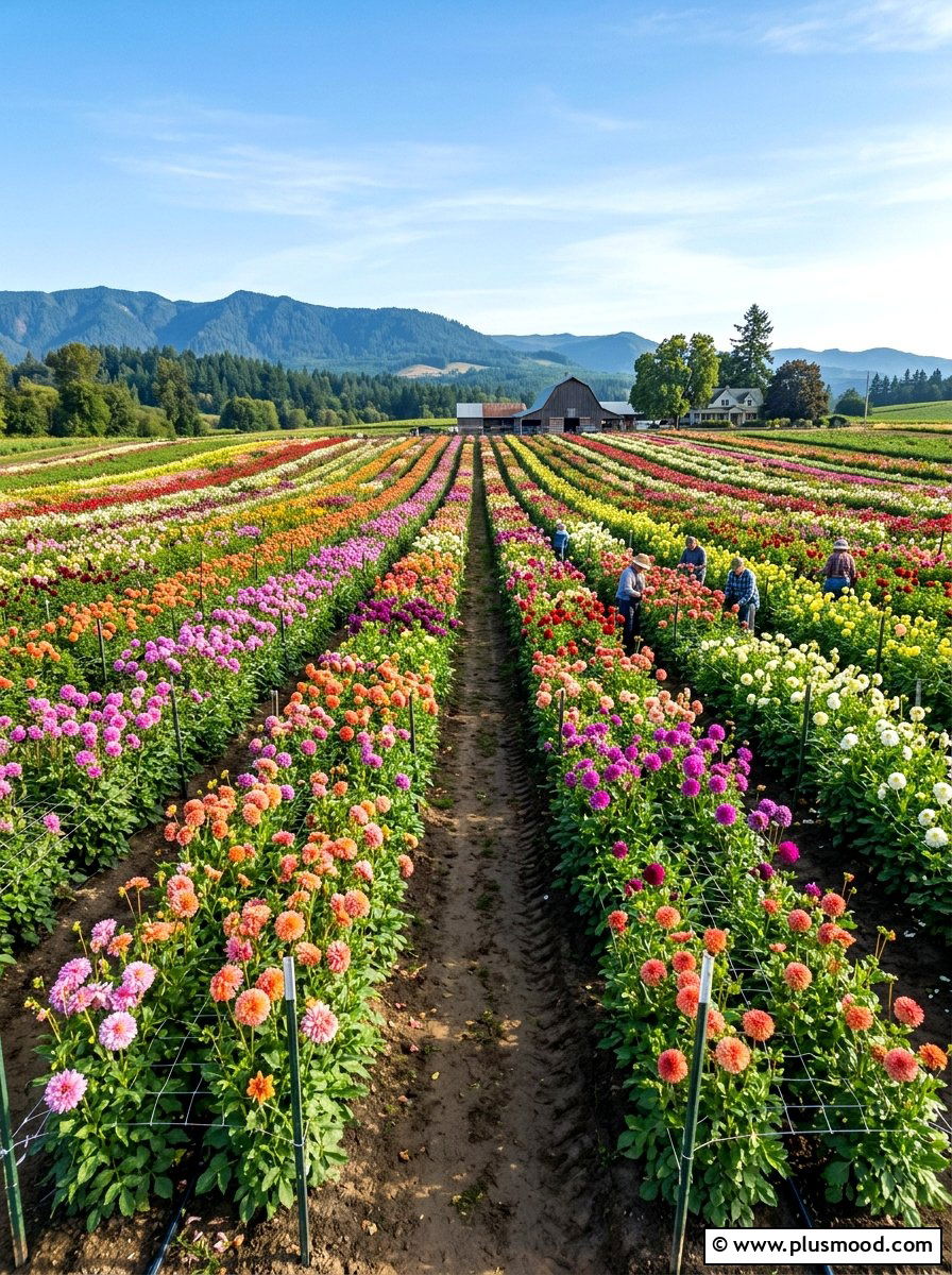 Large Scale Dahlia Field - 25 summer dahlia garden ideas