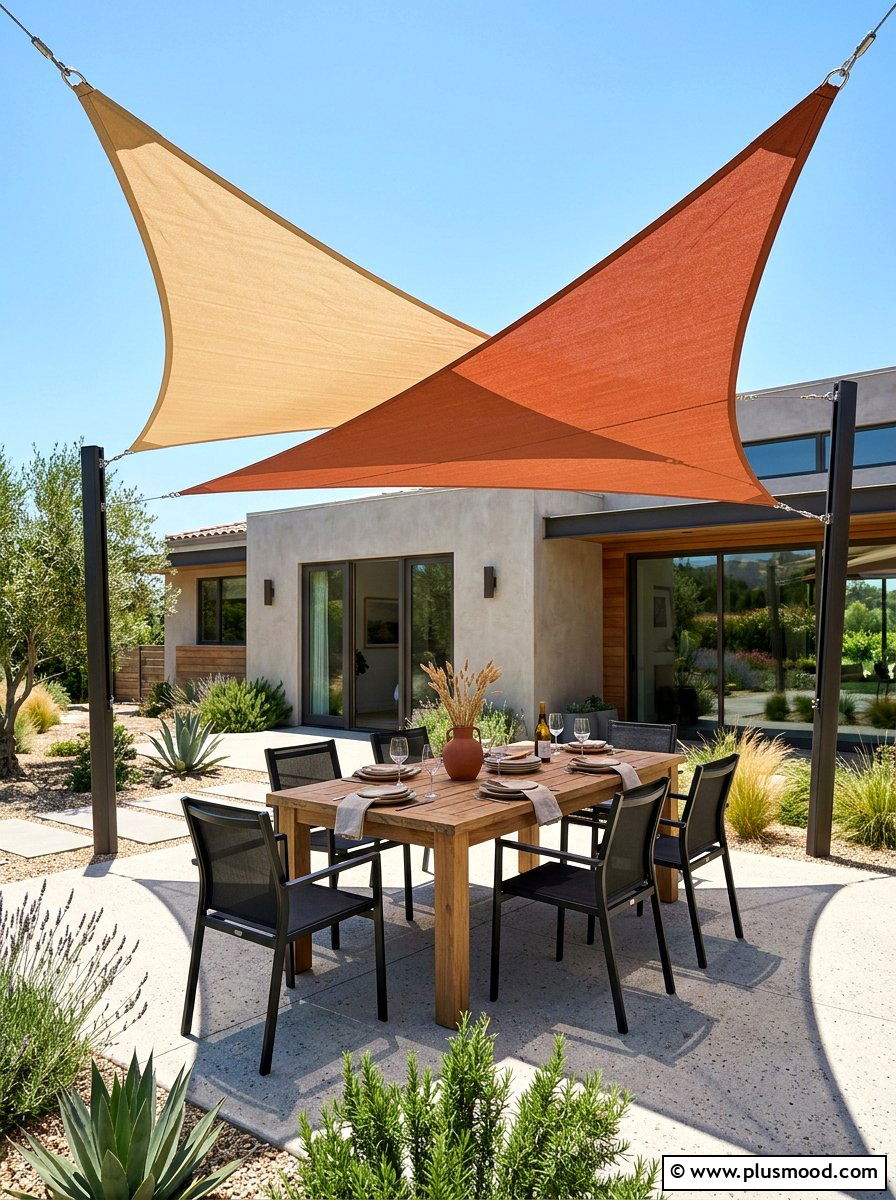 Large Shade Sail - 25 summer backyard privacy ideas