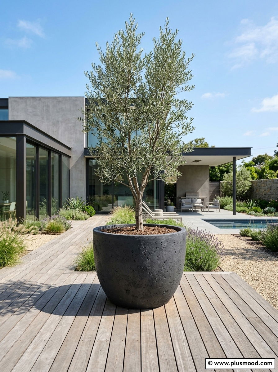 Large Statement Planter - 25 small backyard ideas with potted plants