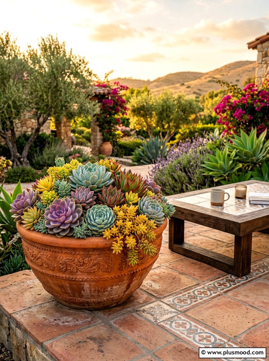Large Terracotta Bowl Planter - 25 summer modern planter ideas