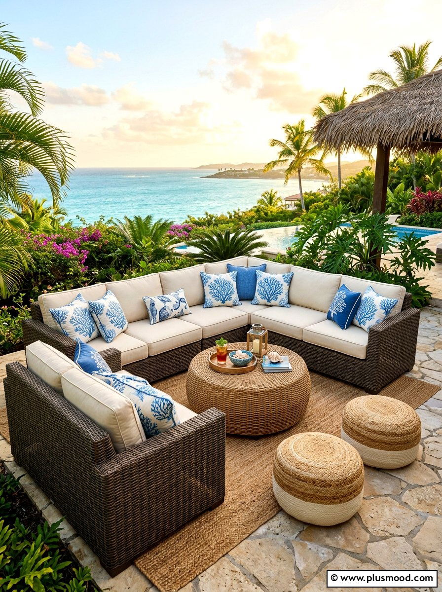 Large Wicker Sectional - 25 summer porch refresh for entertaining ideas