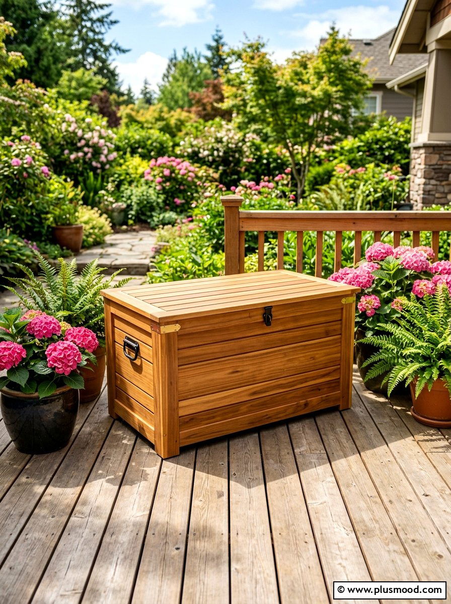Large Wooden Deck Box - 25 summer deck planter ideas
