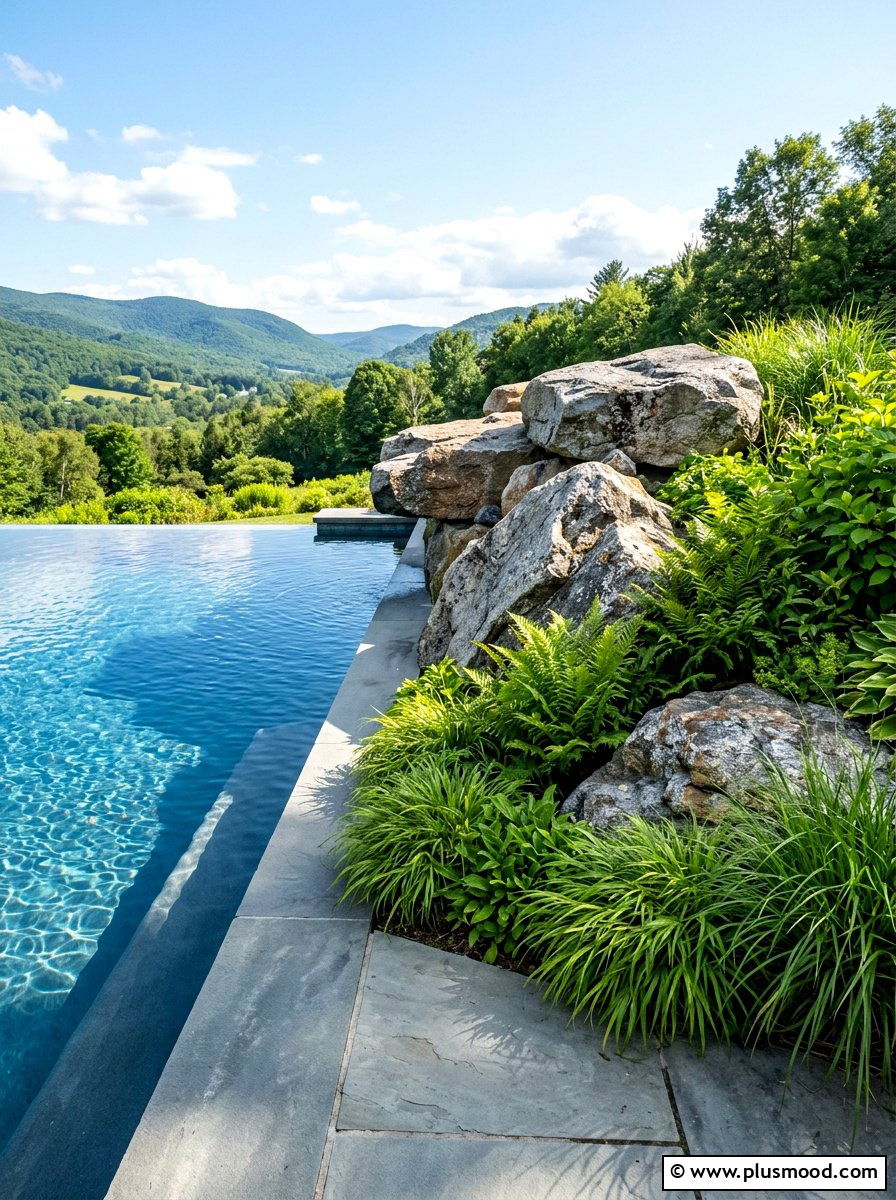 Large boulder accent - 25 summer pool landscaping ideas with rocks