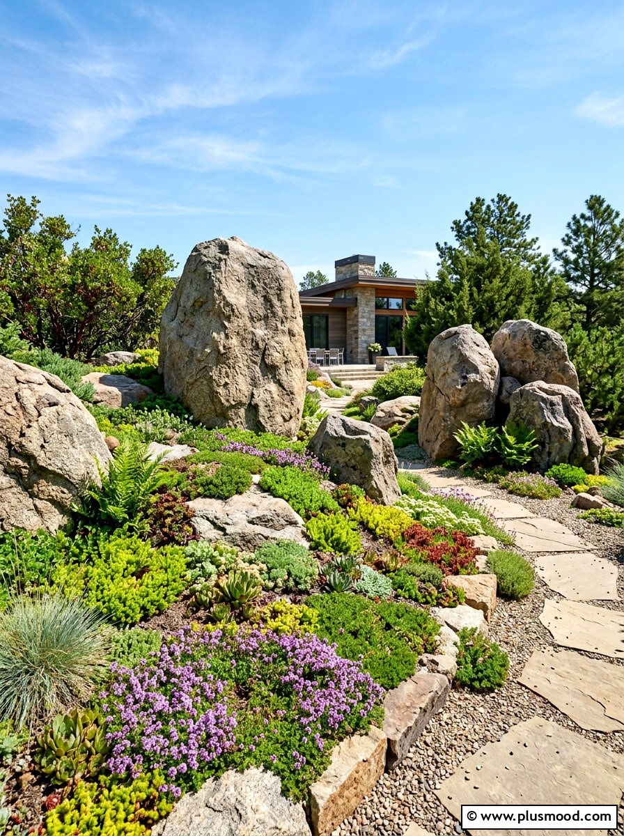 Large boulder rock garden - 25 summer rock garden ideas