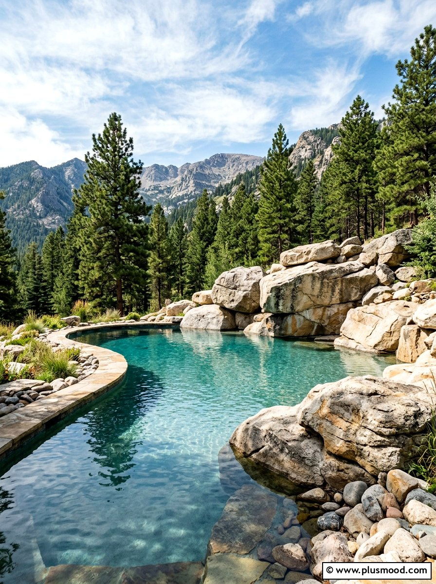 Large boulders pool design - 25 pool landscaping ideas with curved edges