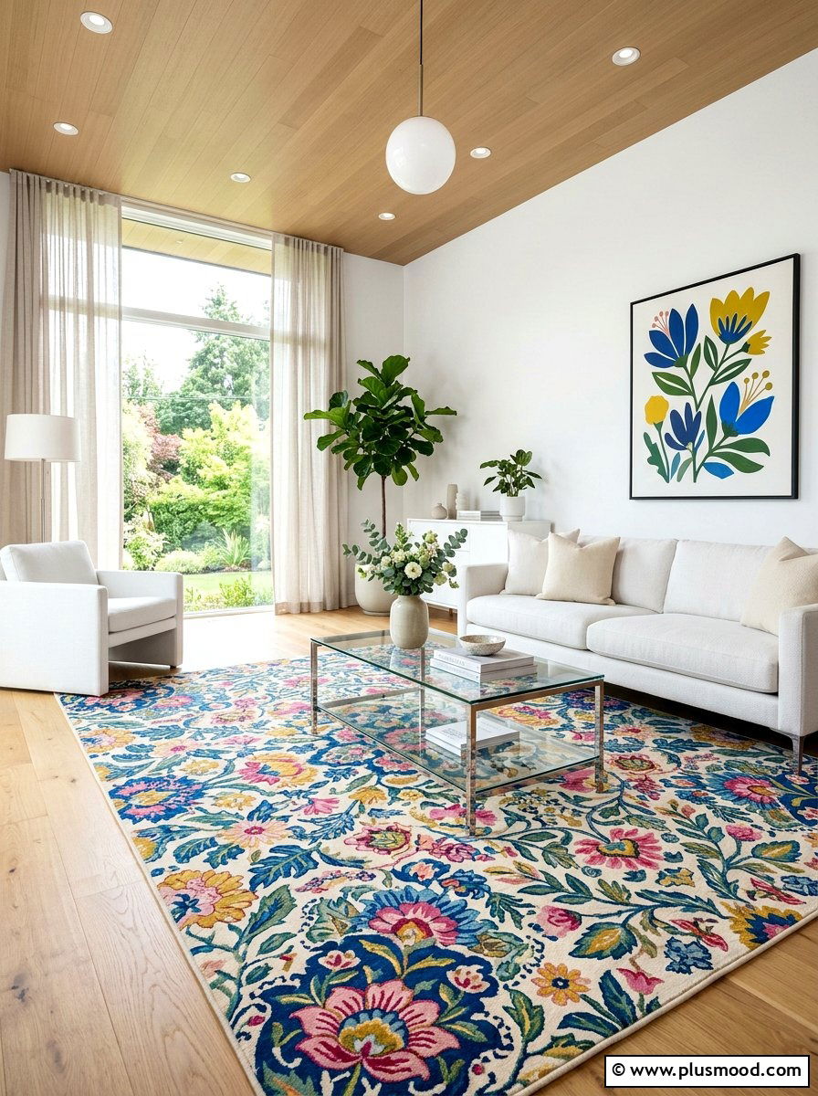 Large floral rug - 25 summer floral decor ideas for living room