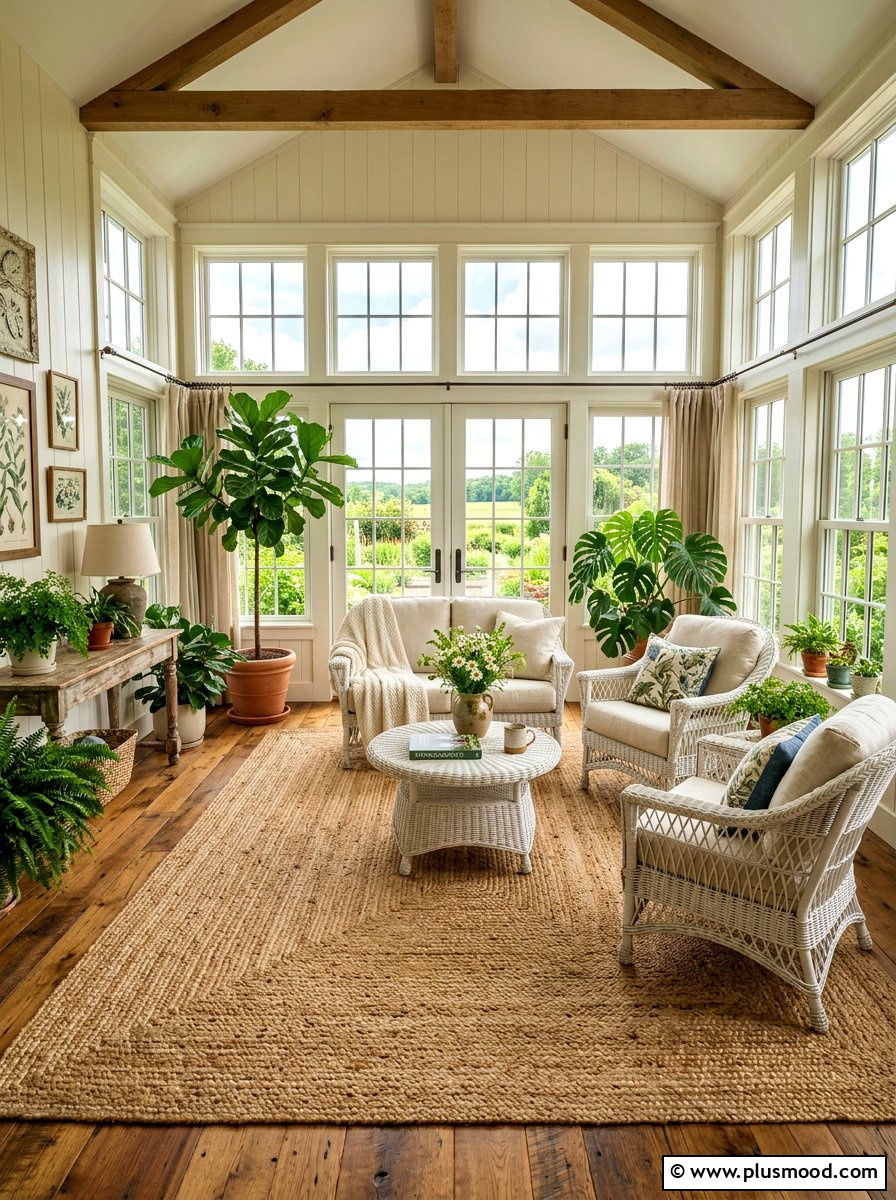 Large jute area rug - 25 late summer farmhouse decor ideas