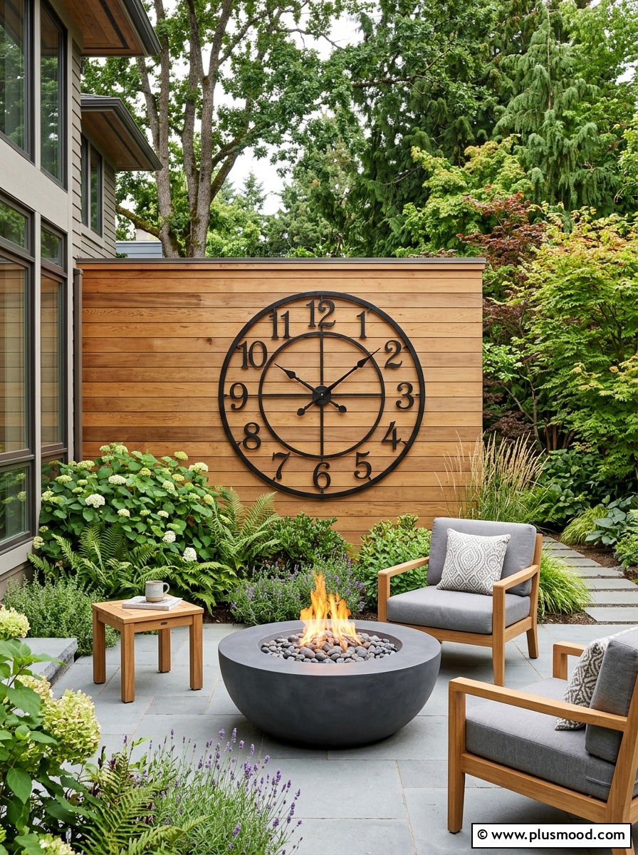Large outdoor wall clock - 25 outdoor garden decor ideas with wall art