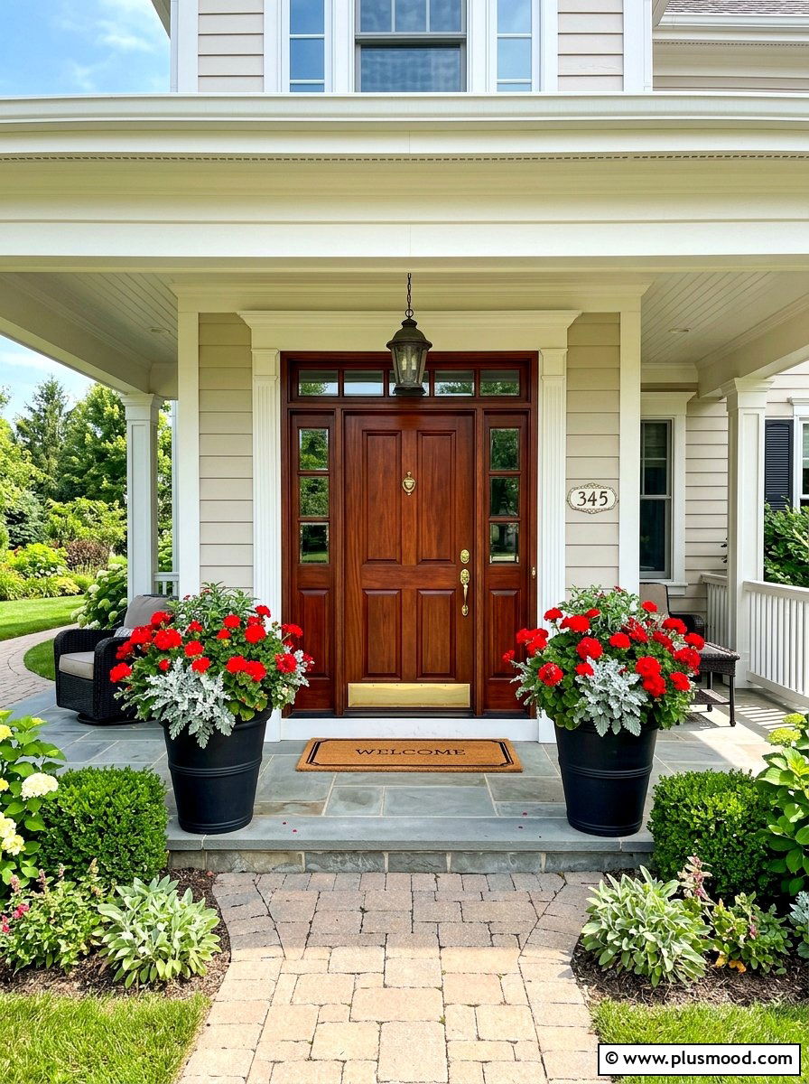 Large porch geranium containers - 25 summer planters with geraniums ideas