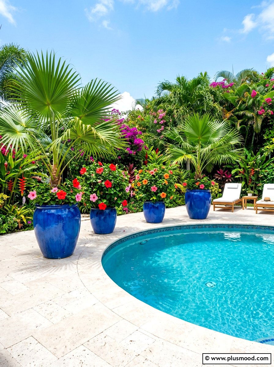 Large potted pool plants - 25 summer pool privacy ideas