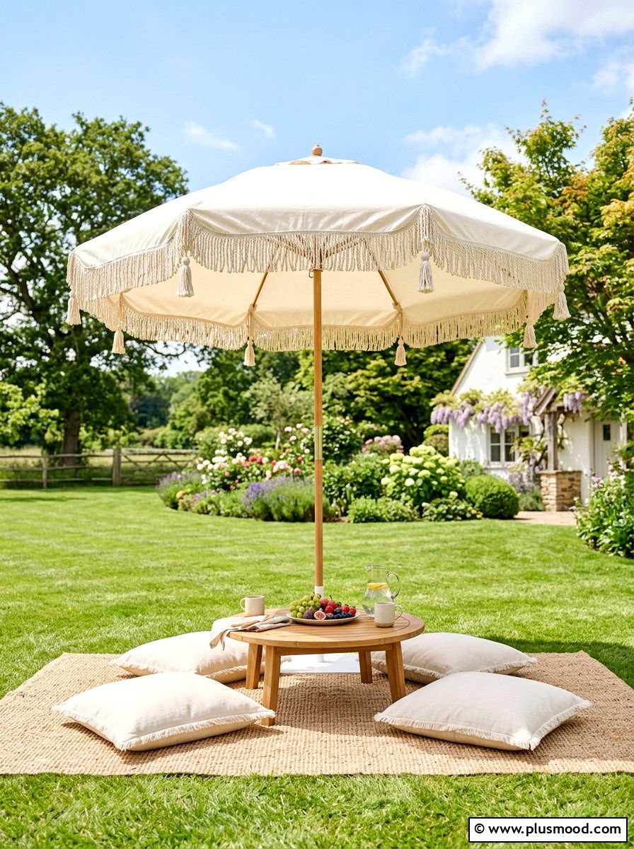Large umbrella picnic shade - 25 summer backyard picnic ideas