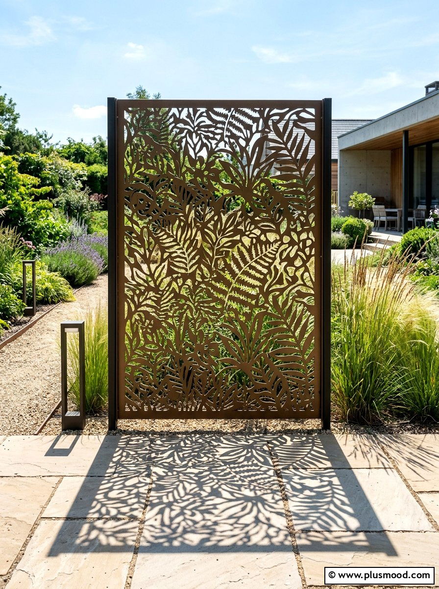 Laser Cut Metal Screen - 25 summer backyard privacy ideas