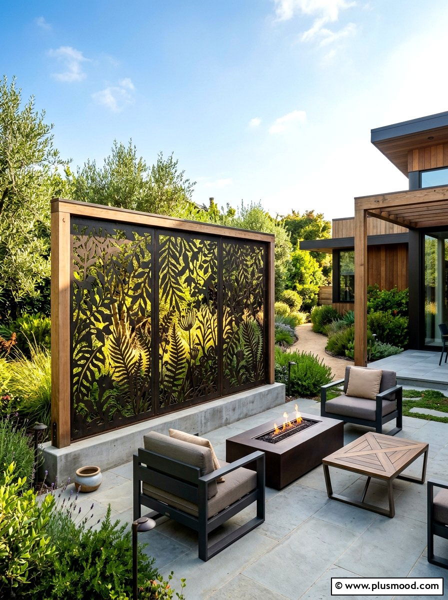 Laser Cut Metal Screen - 25 summer garden privacy screen ideas