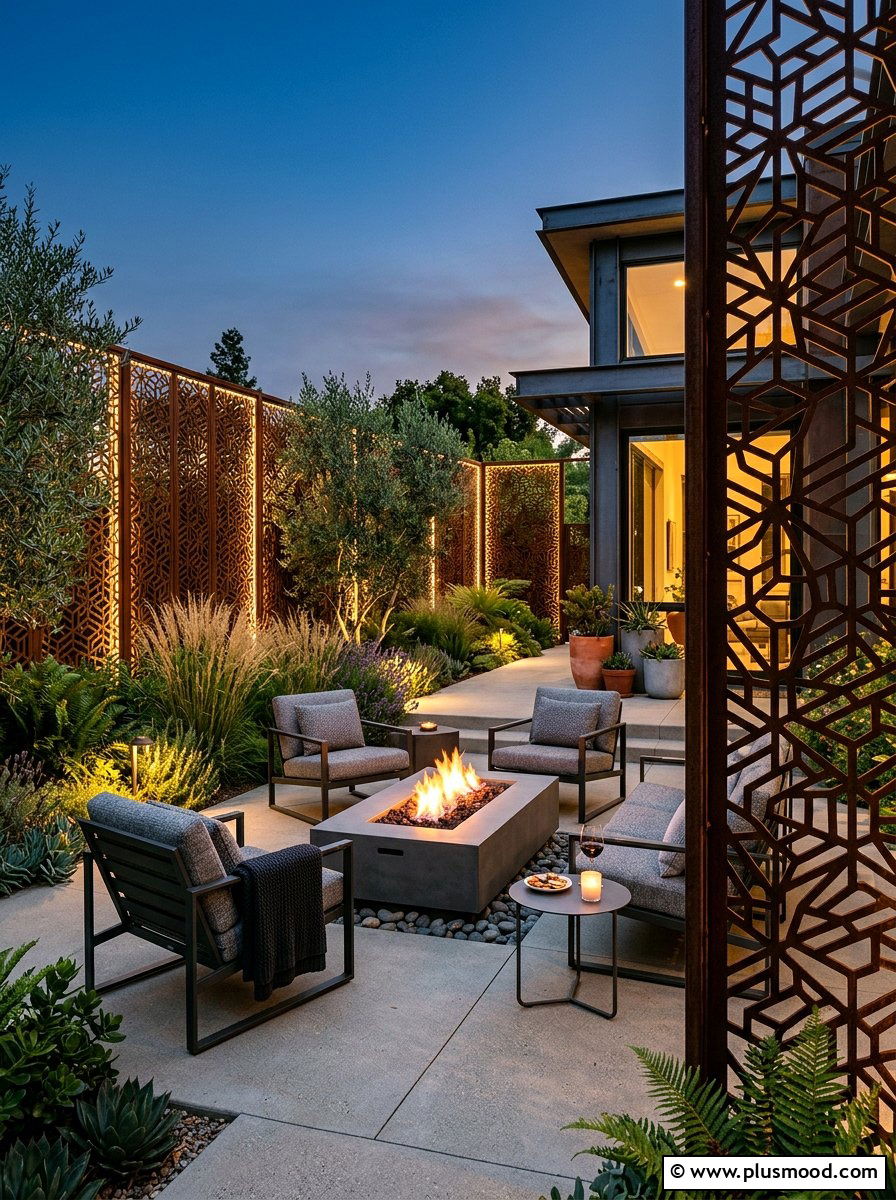 Laser Cut Metal Screen - 25 small backyard ideas with privacy fence