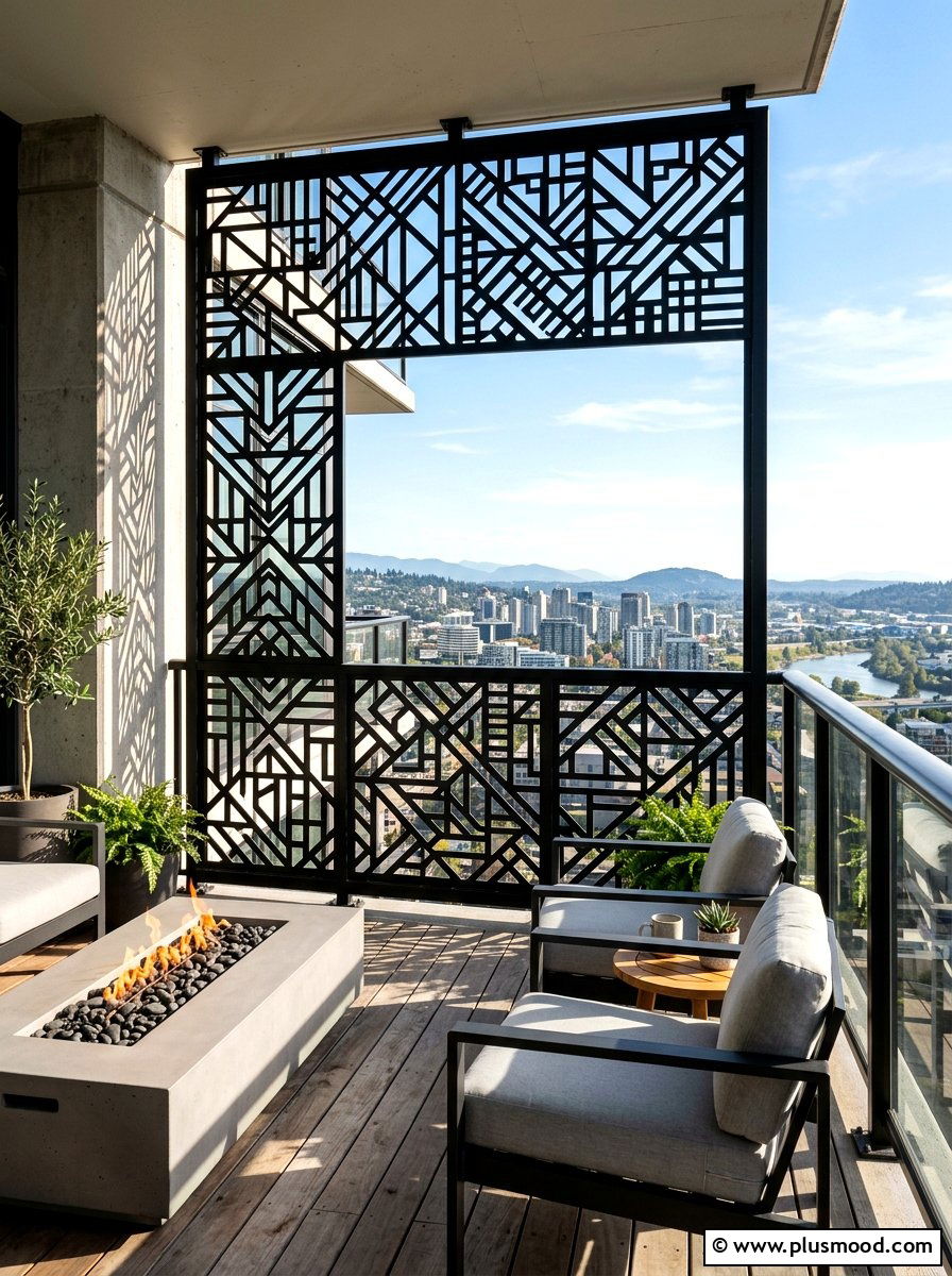 Laser cut metal screen - 25 summer balcony privacy ideas