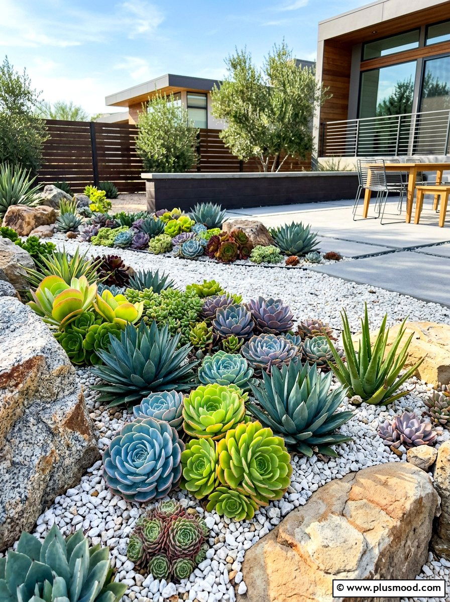 Late summer succulent landscape - 25 late summer flower bed ideas