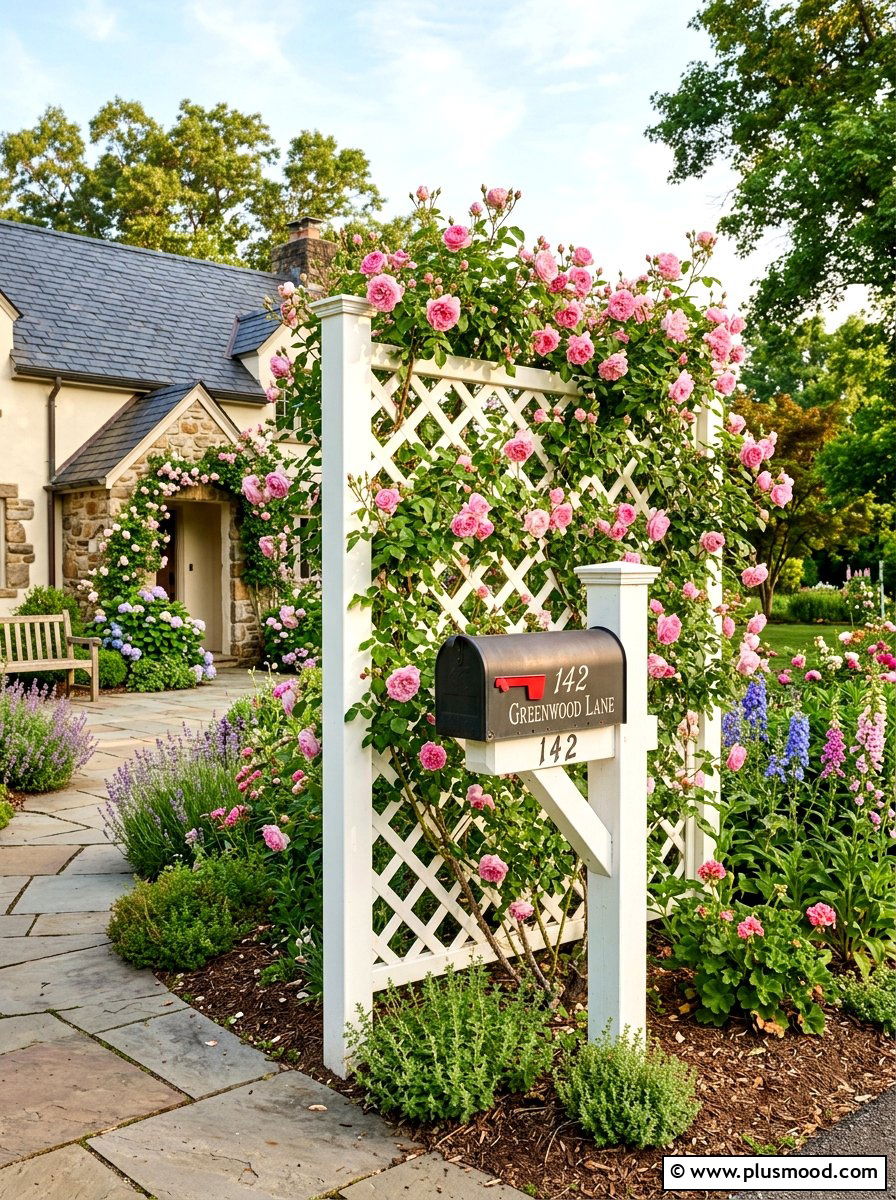 Lattice Mailbox Trellis - 25 summer mailbox planter ideas