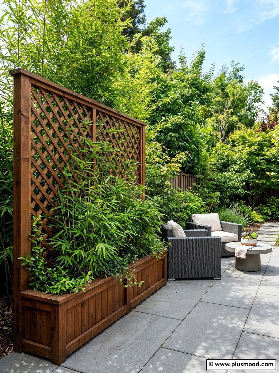 Lattice Privacy Planter - 25 small backyard ideas with lattice