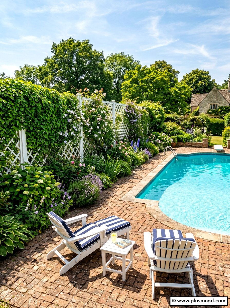 Lattice fence with vines - 25 summer pool privacy ideas